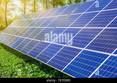 Power plant using renewable solar energy with sun. Stock Photo