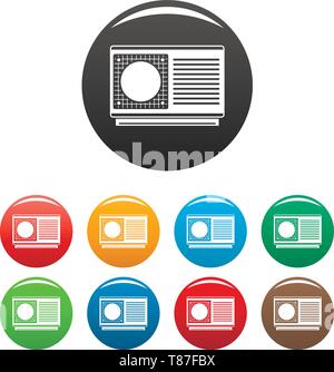 Conditioner part icons set 9 color vector isolated on white for any design Stock Vector