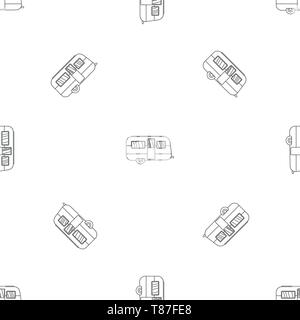 Retro travel trailer pattern seamless vector repeat geometric for any web design Stock Vector
