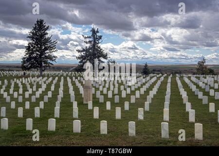 United States, Montana, battlefield of Little Big Horn where the Sioux defeated the èth cavalry regiment and killed General Custer Stock Photo