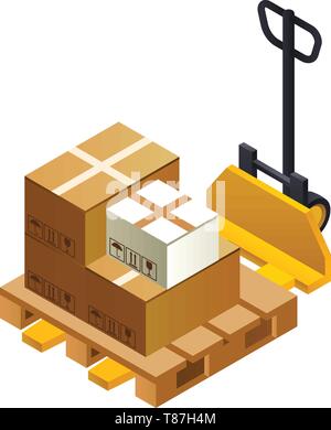 Warehouse lift parcel icon. Isometric of warehouse lift parcel vector icon for web design isolated on white background Stock Vector