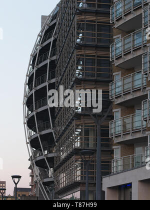 Round shaped contemporary apartment buildings, Stock Photo