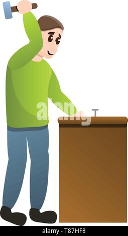 Man use hammer icon. Cartoon of man use hammer vector icon for web design isolated on white background Stock Vector