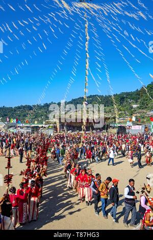 India, Arunachal Pradesh, Khonsa, the Chalo Loku festival of the Nokte tribe Stock Photo