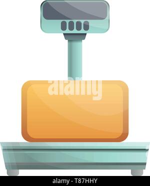 Scales for parcel box icon. Cartoon of scales for parcel box vector icon for web design isolated on white background Stock Vector