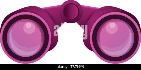 Pink binoculars icon. Cartoon of pink binoculars vector icon for web design isolated on white background Stock Vector