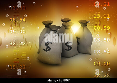 Dollar kept in sack Stock Photo