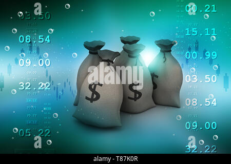 Dollar kept in sack Stock Photo