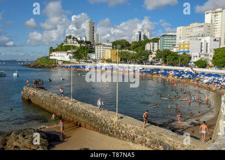 Salvador, Brazil - 1 february 2019: Porto da Barra beach  in Salvador Bahia on Brazil Stock Photo