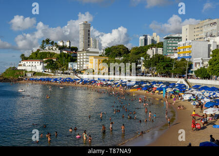 Salvador, Brazil - 1 february 2019: Porto da Barra beach  in Salvador Bahia on Brazil Stock Photo