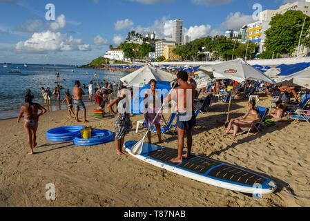 Salvador, Brazil - 1 february 2019: Porto da Barra beach  in Salvador Bahia on Brazil Stock Photo