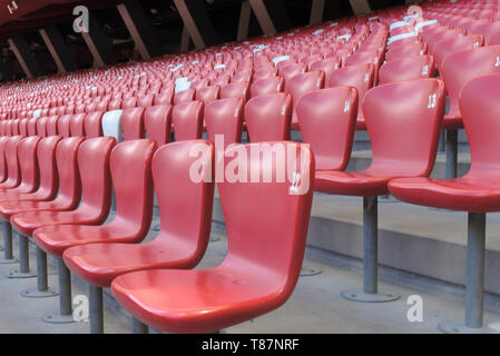 Seats at the inside of Birds Nest Olympic Stadium in Beijing, China Stock Photo