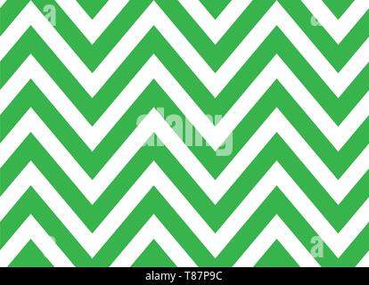 Seamless green and white zigzag stripes pattern. Geometric repeating pattern of zigzag. Vector design Stock Vector