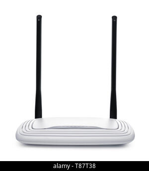 Front view of wireless wi-fi router isolated on white Stock Photo