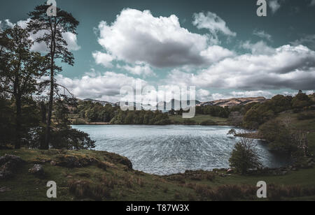 The Langdale Pikes and Loughrigg Tarn, English Lake District Stock Photo