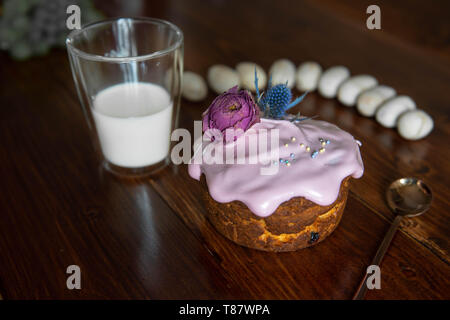 Easter, Easter cake with a complex composition, beautiful scenery, dried fruits Stock Photo