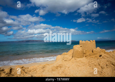 A sandcastle on Big Beach, Maui USA Stock Photo