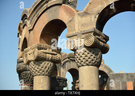 Zvartnots cathedral is the oldest and largest church in Armenia, Ejmiatsin - Armavir Province. Stock Photo