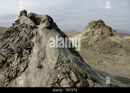 View of the mud volcanoes of Gobustan near Baku, Azerbaijan. Stock Photo