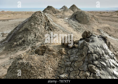 View of the mud volcanoes of Gobustan near Baku, Azerbaijan. Stock Photo