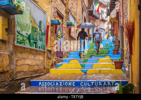 Italy, Sicily, Agrigento, historic centre, street art by the association Culturart Stock Photo