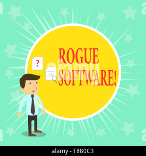 Word writing text Rogue Software. Business photo showcasing type of malware that poses as antimalware software Stock Photo