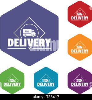 Delivery truck icons vector hexahedron Stock Vector