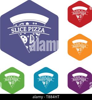 Pizza slice icons vector hexahedron Stock Vector