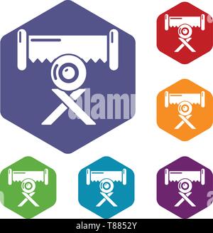 Cutting saw icons vector hexahedron Stock Vector
