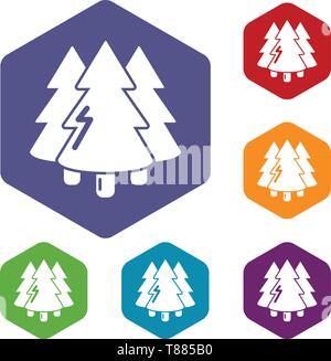 Coniferous forest icons vector hexahedron Stock Vector