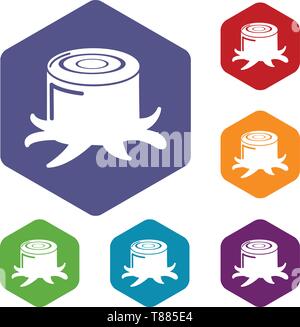 Stump icons vector hexahedron Stock Vector