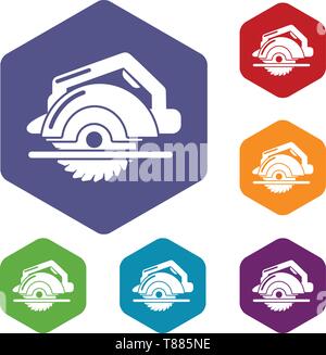 Circular saw icons vector hexahedron Stock Vector
