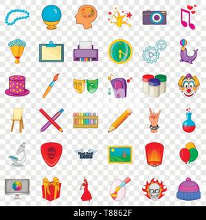 Creative icons set, cartoon style Stock Vector