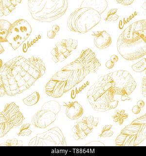 Seamless pattern with cheese products. Vector illustration for your design Stock Vector