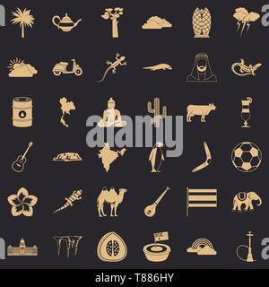Uae icons set, simple style Stock Vector