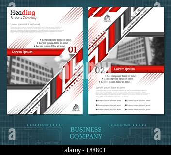 Two sided leaflets with buildings and geometric patterns Stock Vector