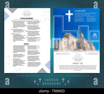 Two sided leaflets with buildings and geometric patterns Stock Vector