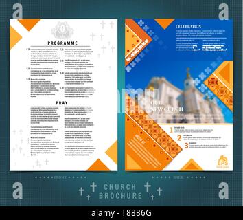 Two sided leaflets with buildings and geometric patterns Stock Vector