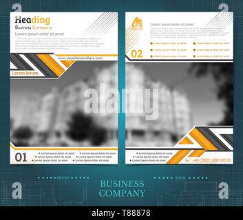 Two sided leaflets with buildings and geometric patterns Stock Vector