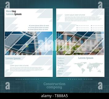 Two sided leaflets with buildings and geometric patterns Stock Vector