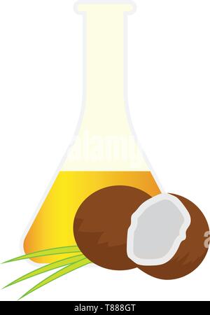 coconut fruit and coconut oil concept. vector illustration Stock Vector