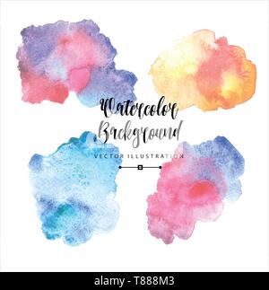 Abstract hand drawn watercolor blots background. Vector illustration. Set of colors blots. Stock Vector