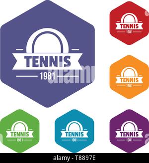 Tennis icons vector hexahedron Stock Vector
