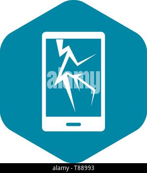 Cracked phone icon, simple style Stock Vector