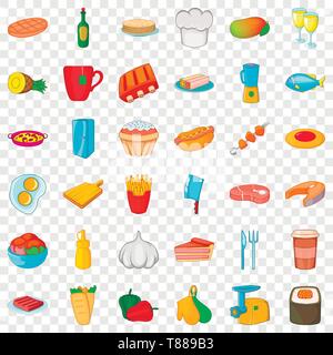 Big dinner icons set, cartoon style Stock Vector