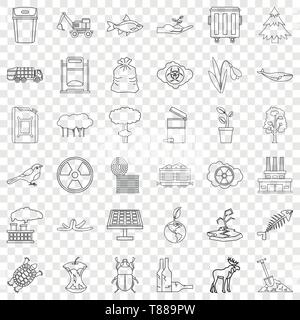 Disaster icons set, outline style Stock Vector