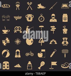 Walking icons set, simple style Stock Vector