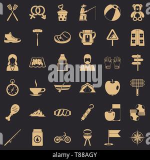 Mountain icons set, simple style Stock Vector