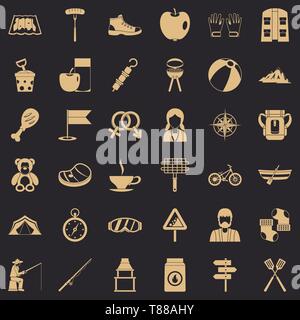 Backpack icons set, simple style Stock Vector