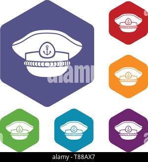 Sailor cap icons vector hexahedron Stock Vector